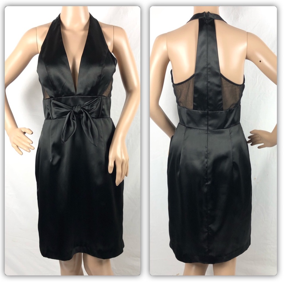Jovani Black Cocktail Mini Dress with Bow Size 4